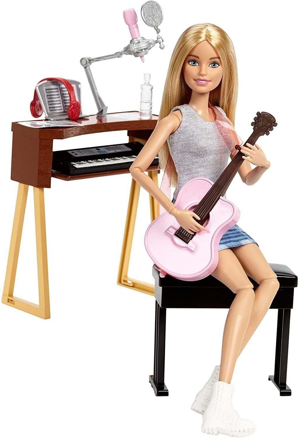 Музыка куклы детские. Кукла с синтезатором. Кукла Barbie музыкант с гитарой и синтезатором, 29 см, fcp73.
